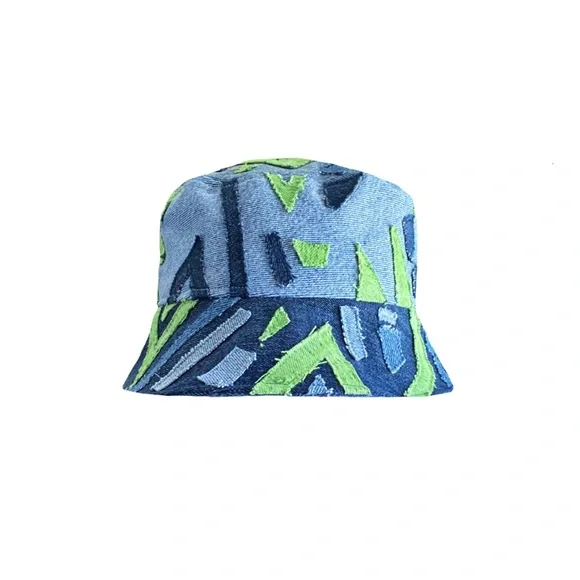 Abstract patchwork denim Bucket Hat - Picture 2 of 5